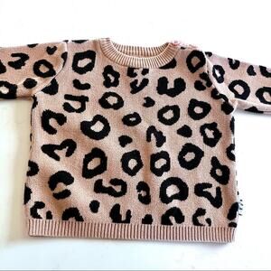 Huxbaby boys tan  leopard print crewneck sweater size 12 months